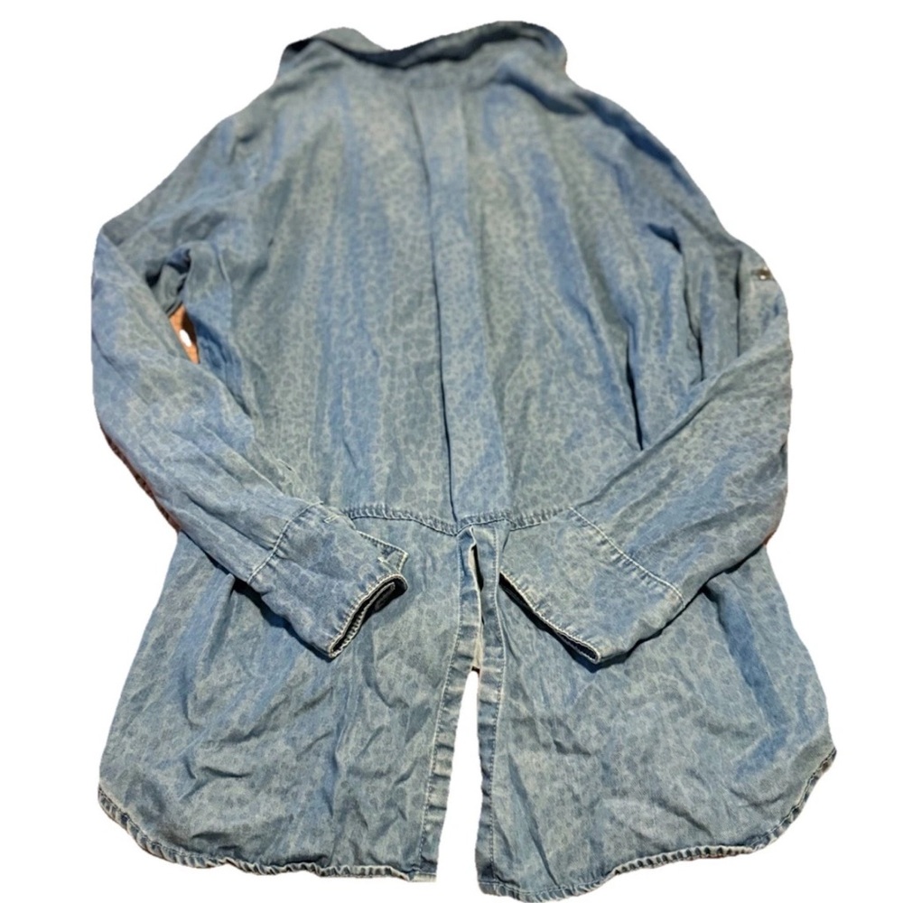 $128 Bella Dahl Women Blue Button-Down Long-Sleeve Denim Blouse Shirt Top Large - Picture 10 of 10